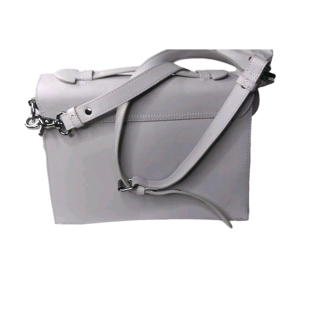 Badgley Mischka Messenger Bag Gray Leather Shoulder Bag Medium Size Purse - Picture 4 of 8